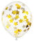 Luftballons Konfetti Sterne 30cm 6er Set - Ballons für Helium oder Luft - Latexballons für Geburtstag Hochzeit Silvester - Konfettiballons Ballonset als Partydeko - Klar Transparent Gold