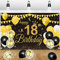 18.Geburtstag Deko Banner Hintergrund,Schwarz Gold Geburtstagsdeko Happy Birthday Banner Mit Party Dekorationen für Jungen Mädchen 18.Geburtstagsfeier