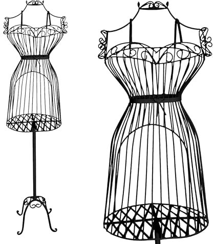 PrimoLiving Metall Schneiderpuppe Diva in Schwarz mit Stauraumfach - Vintage Kleiderpuppe - ideal als weibliche Schaufensterpuppe oder Kleiderständer - P-14127