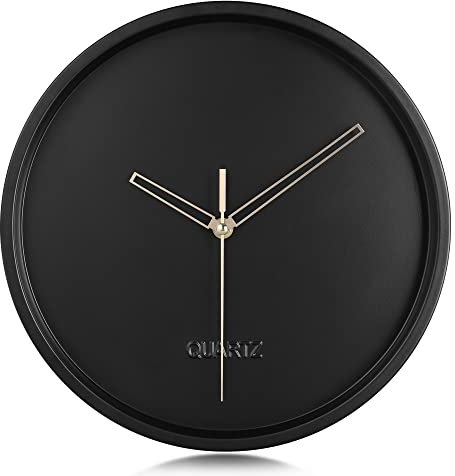 Lafocuse Metall Minimalistische Schwarz Wanduhr Lautlos, Modern Wanduhr Wohnzimmer Ohne Zahlen, Ohne Tickgeräusche für Schlafzimmer 30cm