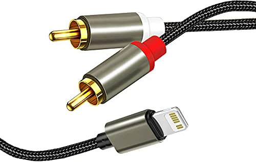 Cavo RCA per iPhone, cavo da Lightning a RCA, da iOS a jack RCA, Aux Audio, adattatore per Phone 13, 13 Pro, 13 Pro Max, 13 Mini, 12, 12 Pro Max, 12 Mini, 11 Pro Max, XS, X, 8, 7 (1 m)