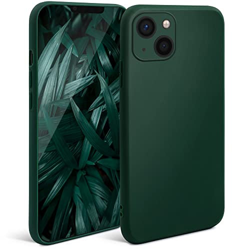 Moozy Minimalist Series Silikon Hülle für iPhone 13, Dunkelgrün - Mattes Finish, Dünne, Leichte, Weiche TPU-Handyhülle Schutzhülle Case Cover