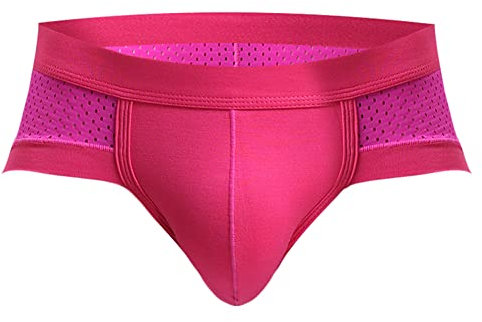 Drelaar Sous-vêtement lisse et respirant pour homme avec trous, rose rouge, S