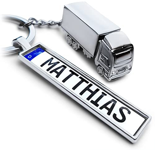 Internetservice Timo Lindner LKW Schlüsselanhänger - Geschenk für LKW-Fahrer - Kennzeichen Personalisiert - Metall
