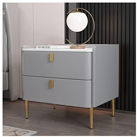 YANLI2233 Tables de Chevet Table de Chevet Moderne Blanc Simple Table de Chevet en Ardoise laquée Toutes Les Bois Rond Cabinet Chambre à Coucher Casier de Chevet Table de Nuit (Color : B)