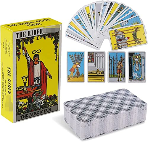 Tarot-Karten,78 Tarot Cards Set with Colourful Box,Tarot Deck,Tarot Cards English,Tarot für anfänger,Rider Tarot,Rider-Waite Tarot Deck Karten (A)