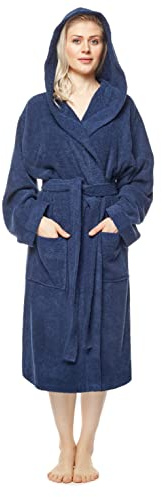 Arus Damenbademantel mit Kapuze, wadenlang oder knöchellang, 100% Baumwolle (380 g/m²) Frottee OEKO-TEX® Zertifiziert