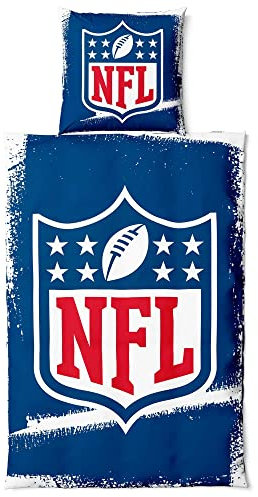 Great Branding NFL Shield Bettwäsche Set ** Raw ** Baumwolle, Reißverschluss, 135x200 cm Bettdeckenbezug und 80x80 cm Kissenbezug