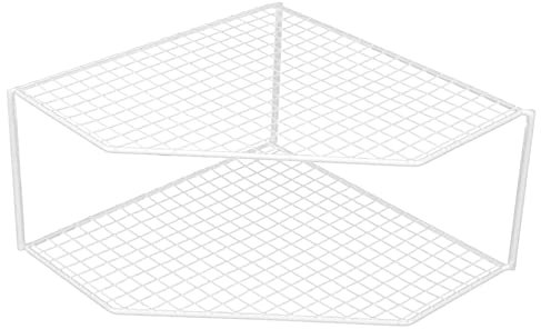 CALLARON Tier Corner Shelf Countertop Kitchen Counter Shelf Dish Shelves Corner Counter Shelf Small Corner Shelves Pan Cover Stand 2-tier Corner Shelf Dish Rack Household White Wrought Iron