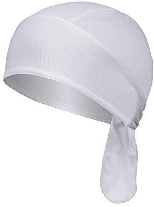 DEKERE Bandana Cap Herren Damen Kopftuch Biker Bandana Cap Fahrradmütze Unterm Elastizität Atmungsaktiv Schweißableitender Quick Dry Sports Kopfbedeckung Sommer Hat (Weiß)