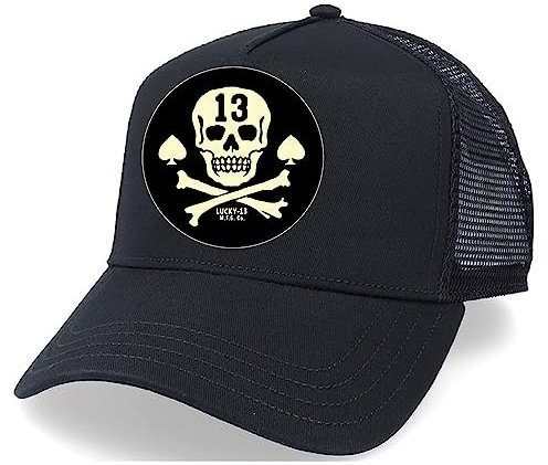 Lucky 13 Pirate Skull - Trucker Hat Black Unisex Cap schwarz