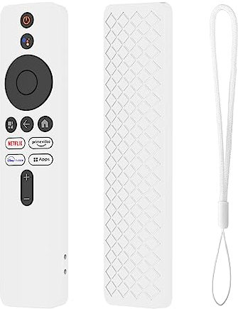 Funda protectora de silicona para mando a distancia Xiaomi Mi TV Box S (2ª generación), 4K TV MiBoX 2ª generación Stick Control Remoto Antideslizante Funda protectora de silicona con cordón (blanco)