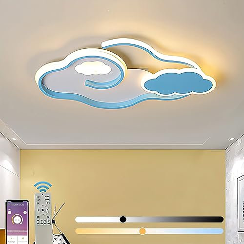 LED Deckenlampe Dimmbare mit Fernbedienung Kinder Schlafzimmer Deckenleuchte Wolken Cartoon Kronleuchter Jungen Mädchen Deckenlicht Acryl Deckenbeleuchtung für Kinderzimmer Babyzimmer Kindergarten