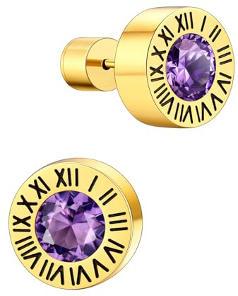 Supcare Ohrstecker für Herren Damen Römische Ziffern Ohrringe mit Geburtsstein Edelstahl Wikinger Creolen Ohrstecker Stud Earring Punk Ohr Piercing Ohrschmuck Modeschmuck für Männer Ehemann