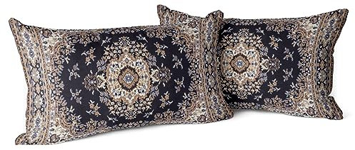 Snylcce 2er Set Boho Kissenbezüge Dekokissen 30 x 50 Samt Soft Kissenbezug Böhmischer Retro Ethno Dekorative Kissenhülle Zierkissenbezüge für Sofa Schlafzimmer Zuhause Dekoration Schwarzgold