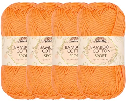 JubileeYarn Bamboo Cotton Sport Yarn - 50g/Skein - Fresh Nectarine - 4 Skeins