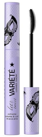Eveline Cosmetics Variété Volumen- und Wimpernverlängernde Mascara - Tiefschwarz, Wischfest mit Silikonbürste für Angepasste und Definierte Wimpern