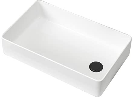 Badezimmerspüle 19,6 × 12,5 weiße rechteckige Keramik-Arbeitsplatte for Badezimmer Wendewaschtisch
