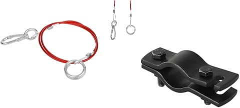 Set Brems - Abreißseil mit Gabelkopf, Haken oder Karabiner, 1 Meter Bremsseil Fangseil Sicherungsseil, Hollandöse - Hilfskupplung (Hollandöse schwarz + 1 Meter Abreissseil/Ring & Karabiner)