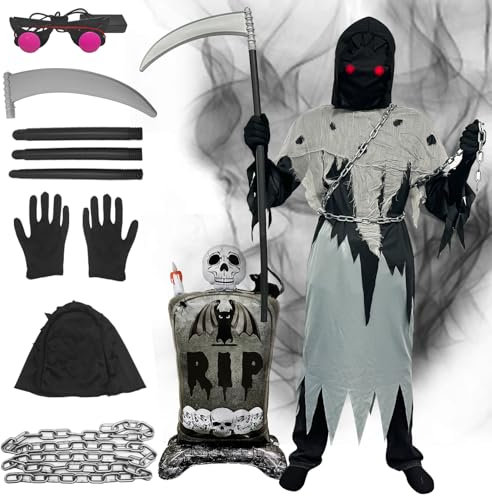 LFBEST Costume Halloween Bambino, Vestito Halloween Bambino Spaventosi, Costume Da Mietitore Del Cavaliere Oscuro, Costumi Da Travestimento Di Halloween（s）