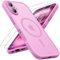 TOCOL für iPhone 16 Plus Hülle für Magsafe, Vollständiger Kameraschutz Stoßfest Kratzfest Transluzente Rückseite Magnetisch Handyhülle für iPhone 16 Plus Case, Rosa