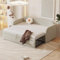 Dolamaní Schlafsofa 90/180x190 cm mit gästebett, Ausziehbett gleiche höhe, Bett Ausziehbar zum Doppelbett, Leinenstoff, Ohne Matratze (Beige)