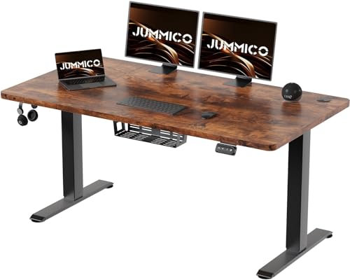 JUMMICO HöHenverstellbarer Schreibtisch 120x60cm, Schreibtisch HöHenverstellbar Elektrisch mit 2-Memory-Steuerung und Antikollisions Funktion (Braun)