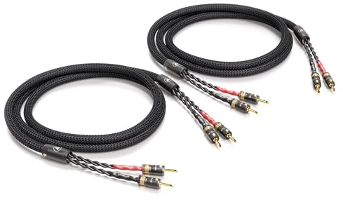 VIABLUE SC-4 Silver Single-Wire * High-End Lautsprecherkabel * T8 * Modell 2024 * Bananenstecker, echtvergoldet * 1 Paar * mit Splitter * 400 cm* 4.0 m