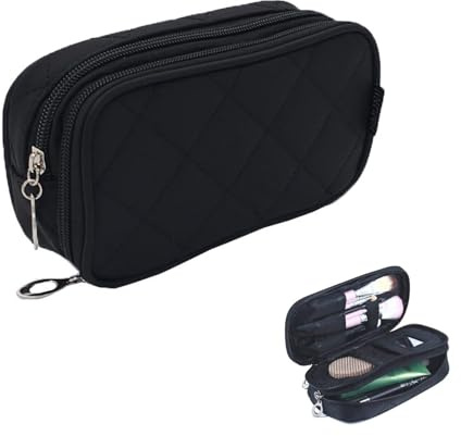 Donboly Kulturtasche Damen Schminktasche Reise Bring einen Spiegel mit Make-up-Tasche Kosmetiktasche klein (Schwarz)