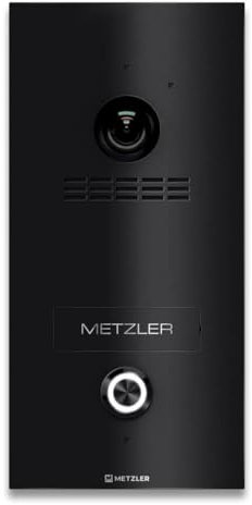 Metzler VDM10 2.0 Video Sprechanlage mit Türöffner (Stromversorgung), Anschluss 2-Draht IP, Türsprechanlage mit HD-Kamera, 1 Familienhaus Sprechanlage, Smartphone App, in RAL 9005 Tiefschwarz | Kian