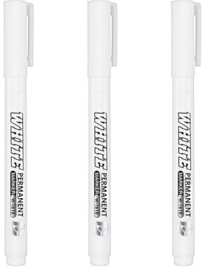 Sufune Lot de 3 stylos acryliques blancs à pointe ogive fine - À base d'eau - Résistant à la lumière et à l'eau - Pour pierre, céramique, verre, bois, toile(Blanc)