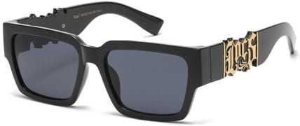 hotrodspirit - Sonnenbrille LOCS schwarz großes Logo gold Herren Biker, Schwarz , Einheitsgröße