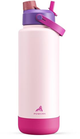 POWCAN 40 oz Insulated Water Bottle with 2-in-1 Straw and Spout Lid, Keep Cold 24H, Leak-Proof, BPA-Free, Double Wall Stainless Steel Water Bottle for Sports, Gym, Travel, and School (Floating Dream)