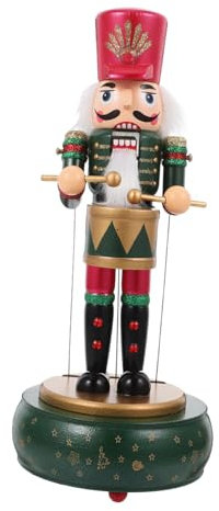 IMIKEYA Caja Musical Cascanueces Madera con Boca y Manos Móviles Decoración Navideña para Mesa Fiestas Cumpleaños Regalo Collectible