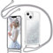 Handyhülle für iPhone 15 Hülle mit Band, HandyKette für iPhone 15 Hülle Transparent Glitzer Bling Flüssigkeits Schutzhülle für iPhone 15 5G Case mit Verstellbarem Umhängeband Stoßfeste Hülle (Silber)