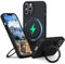 PuyaTeya Liquid Silicone Case for iPhone 12 pro max with Magnetic Ring Stand, Upgraded camera lens protection, Mil-Grade Drop Shockproof, Anti-Scratch Microfiber Lining Silicone Case(Black)