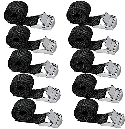 TIANQUXNGI 10 Stück schwarze Befestigungsgurte mit Schnalle Zurrgurte mit Schloss zur Befestigung am Träger