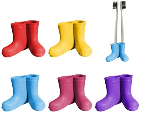 CVDYWDJIE 5-Teiliger Zahnbürstenhalter In Regenstiefelform, Kreativer Zahnbürstenhalter, Niedlicher Cartoon-Zahnbürstenhalter, Badezimmer-Organizer, Silikon-Zahnbürstenhalter
