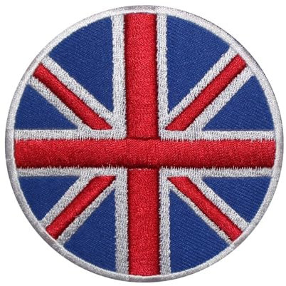 British United Kingdom Flag Circle Union Jack Flag Patch Embroidered Applique UK Great Britain Iron On Sew On Emblem