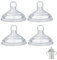 4 Pack Bottle Nipples Compatible with Tommee Tippee Natural Bottle, Replacement Soft Silicone Nipples, Breast-Like with Anti-Colic Valve (S, Slow Flow)