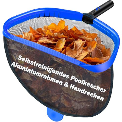 ROMIVO Retino per Piscina, 17,5 Retino Piscina Pulizia, Rete Grande per Raccolta Foglie per Piscine Interrate e Fuori Terra, Struttura in Alluminio Resistente con Maglia Fine, Senza Asta