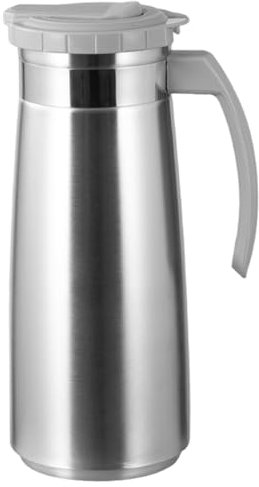 1300ml Stainless Steel Pitcher with Lid, Large Non Slip Metal Water Jug with Handle, Non-Slip Coffee, Tea & Juice Server for Home & Bar