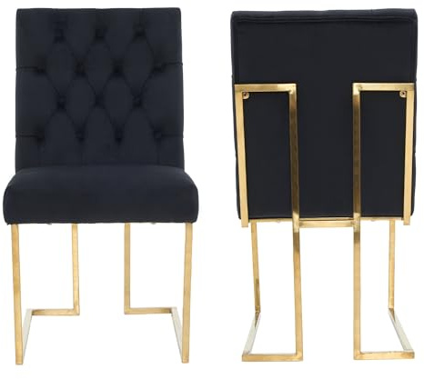Siena Tufted Velvet Dining Chair – Luxury Upholstered Accent Chair with Gold Frame, Legs & Back Handle for Modern Glam Interiors Dining Room Living Room Restaurants