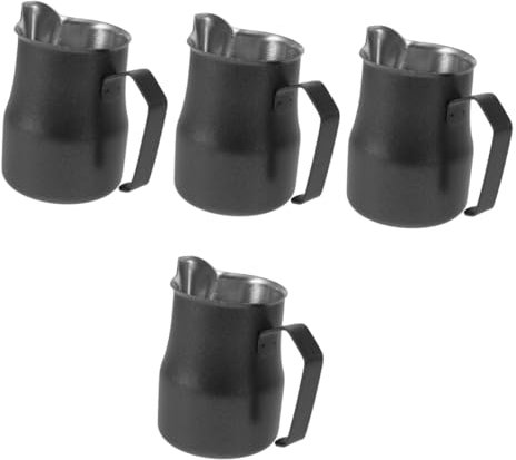 SHINEOFI 4 Pezzi Lattiera Acciaio Inossidabile per Latte Art da Montalatte con Beccuccio Precisione e Design Embossed per Cappuccino Cucina e Caffetteria