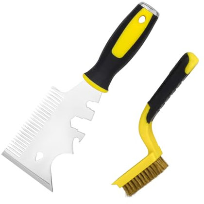 Diakey 2 Pack Paint Brush Comb Kit, 13 in 1 Paint Roller Cleaner Tool + Power Copper Wire Bristles Cleaning Brush, Stainless Steel Painters Tool Heavy Duty Scraper Can Opener