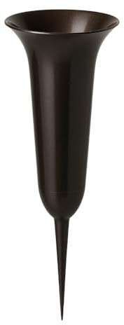 Vase mit Erdspieß zum Stecken Steckvase Grabvase schwarz für Friedhof für künstliche und lebende Blumen (33cm)