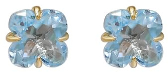 Homxi Damenohrringe Ohrstecker Gelbgold 585, Blatt mit Topas, Gold Blau Ohrringe Frauen