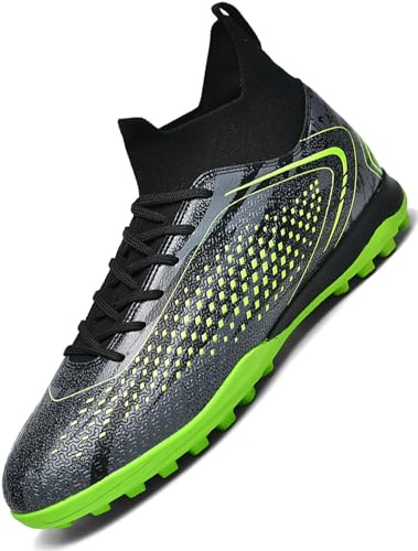 Donbest Botas de Fútbol Niño Zapatos de Fútbol Altos para Césped Artificial Natural e Indoor Zapatillas de Fútbol con Tacos Antideslizantes,Black,EU36