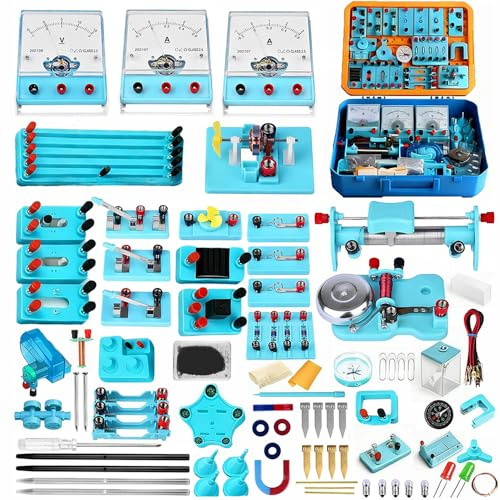 122 Teile Elektromagnetismus Experimentierkasten, Physik Lernkit für Schaltkreise & Motoren - Wissenschafts-Kit für Schüler SEK I/II (ab 14 Jahre) mit Englischer Anleitung