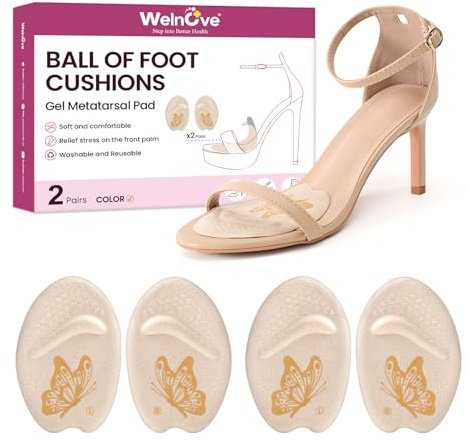 Demi semelles chaussures femme - Welnove 2 paires demi semelle gel avant pied antidérapants - Coussinets confortables pour chaussures à talons hauts, sandales, mariage, soirée (Beige)